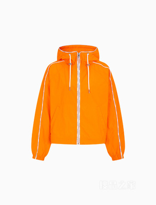 Calvin Klein 23春季新款女士时尚LOGO织带滚边休闲连帽单夹克J221116