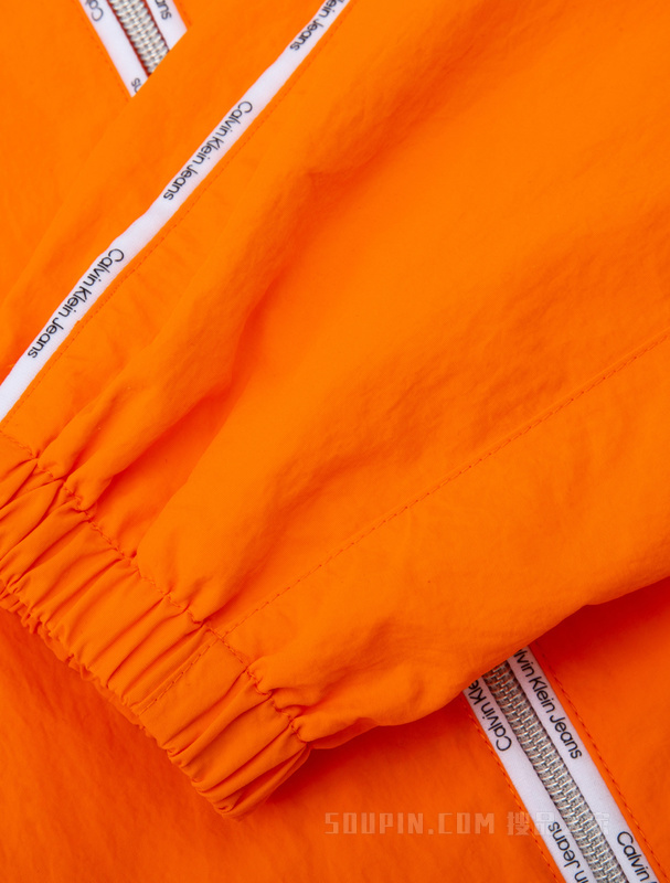 Calvin Klein 23春季新款女士时尚LOGO织带滚边休闲连帽单夹克J221116