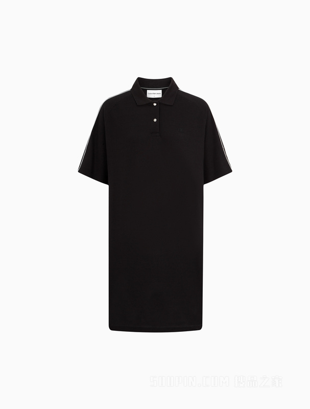 Calvin Klein 23春季新款女士简约LOGO织带纯棉翻领针织POLO裙J221120
