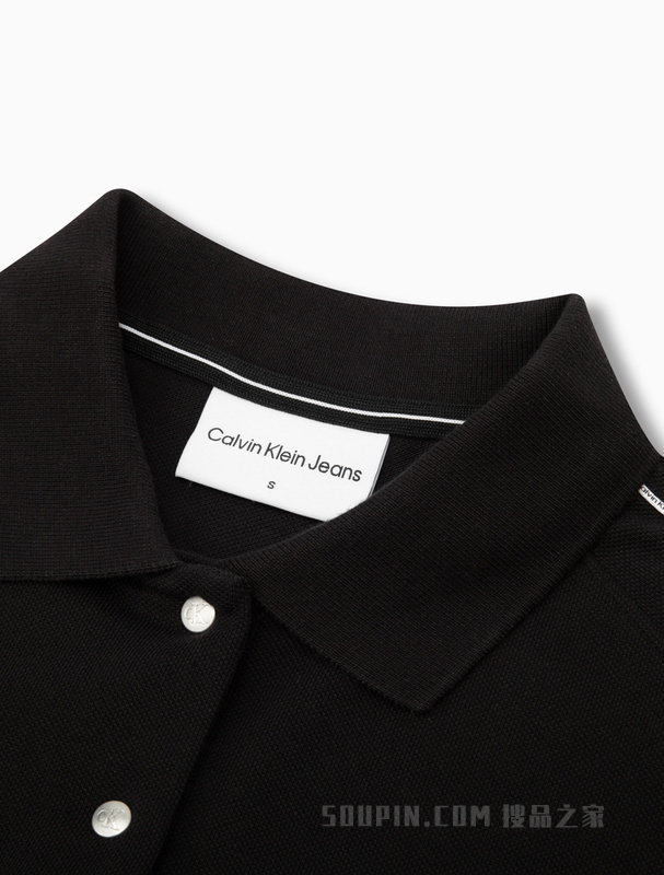 Calvin Klein 23春季新款女士简约LOGO织带纯棉翻领针织POLO裙J221120