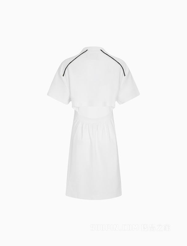 Calvin Klein 23春季新款女士简约LOGO织带性感露腰短袖连衣裙J221121