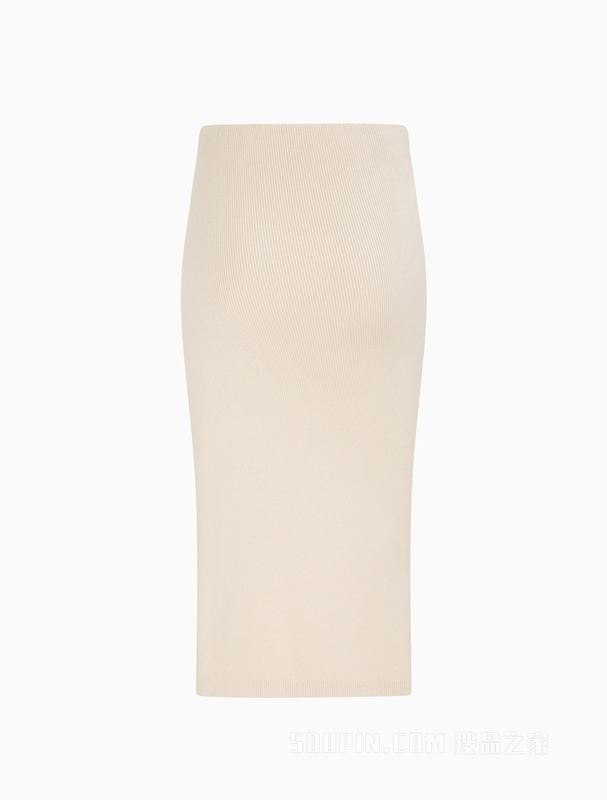 Calvin Klein 23春季女士刺绣纽扣开衩性感修身包臀针织半身裙J221128