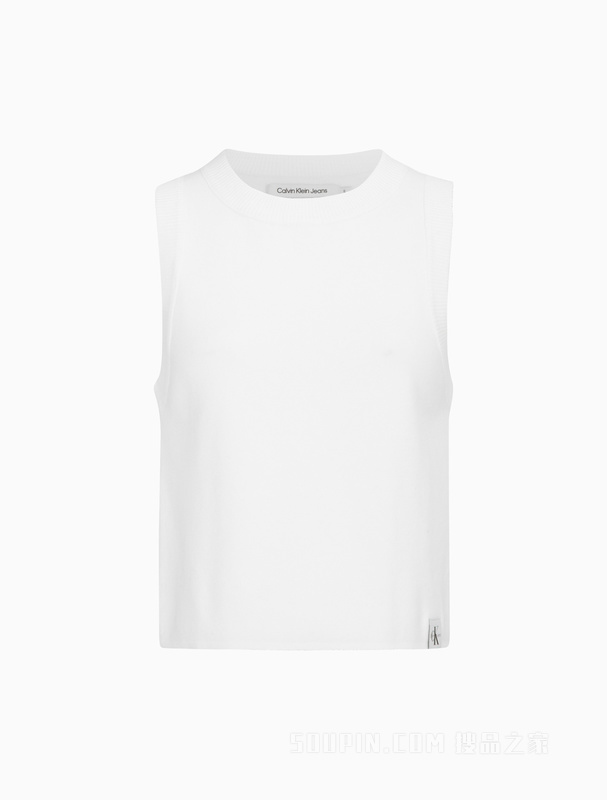Calvin Klein 23春季新款女士时尚简约LOGO织布标针织背心J221130
