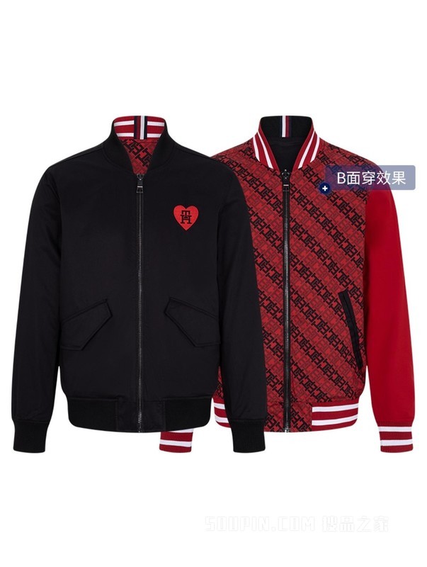 【情人节系列】23新款早春男装双面穿爱心棒球服夹克32371
