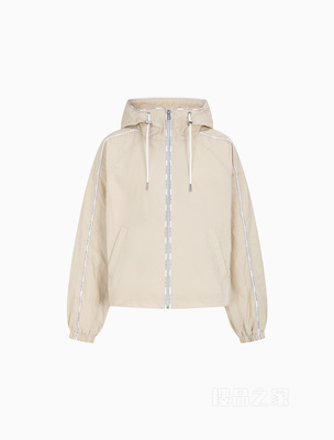 Calvin Klein 23春季新款女士时尚LOGO织带滚边休闲连帽单夹克J221116