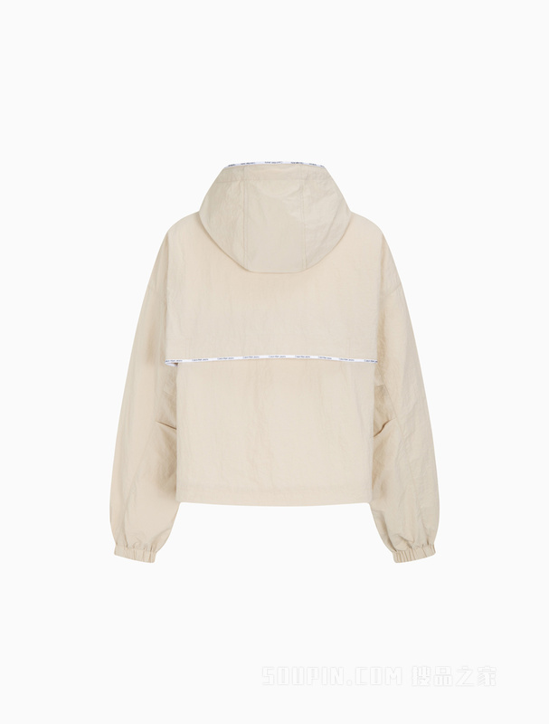 Calvin Klein 23春季新款女士时尚LOGO织带滚边休闲连帽单夹克J221116