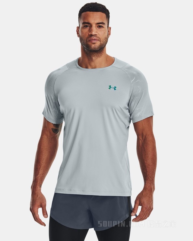 男士UA RUSH压纹短袖T恤