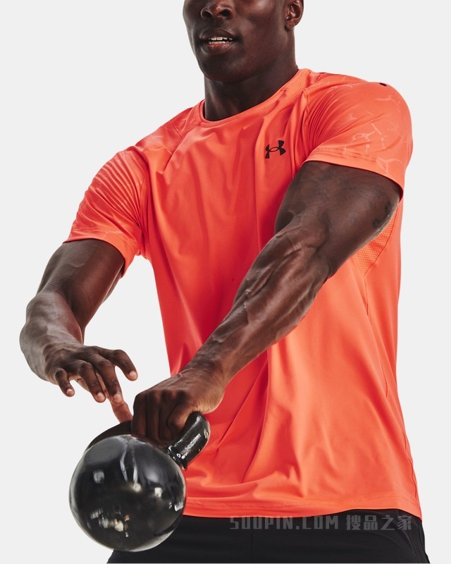 男士UA RUSH压纹短袖T恤