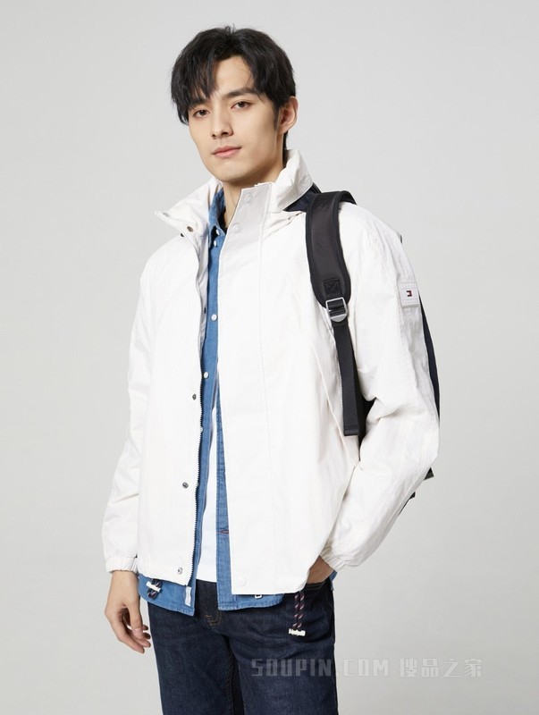 23新款春季男装简约贴片撞色户外运动连帽单夹克外套30730
