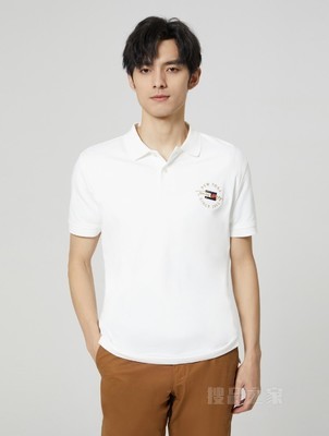 23新款春季男装纯棉时尚签字体刺绣翻领短袖POLO衫78J6833