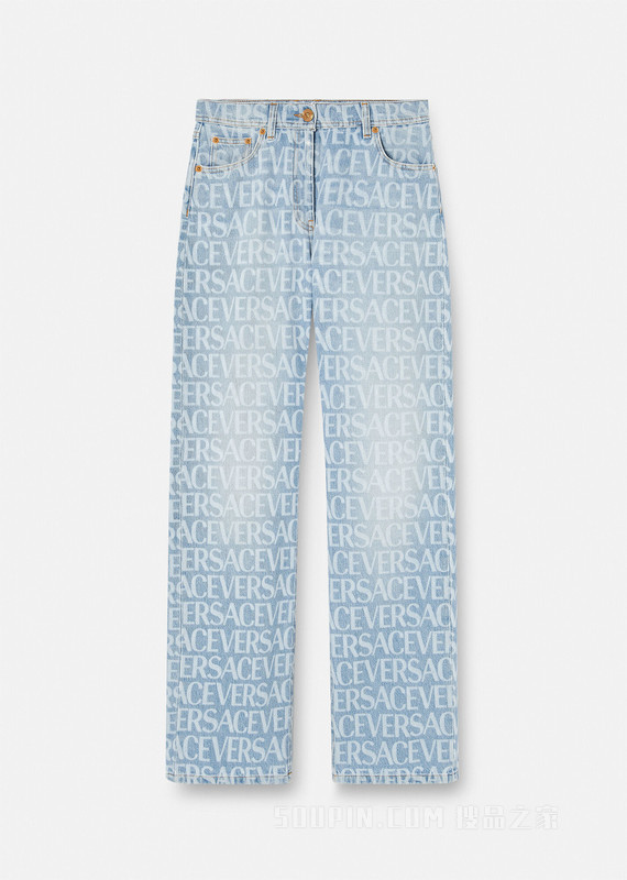 Versace Allover阔腿牛仔裤