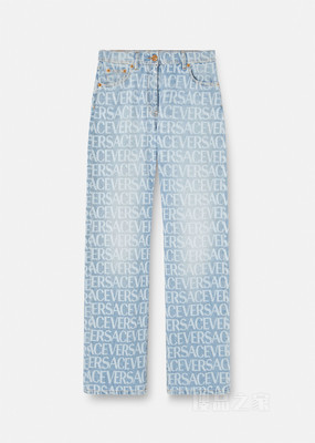 Versace Allover阔腿牛仔裤
