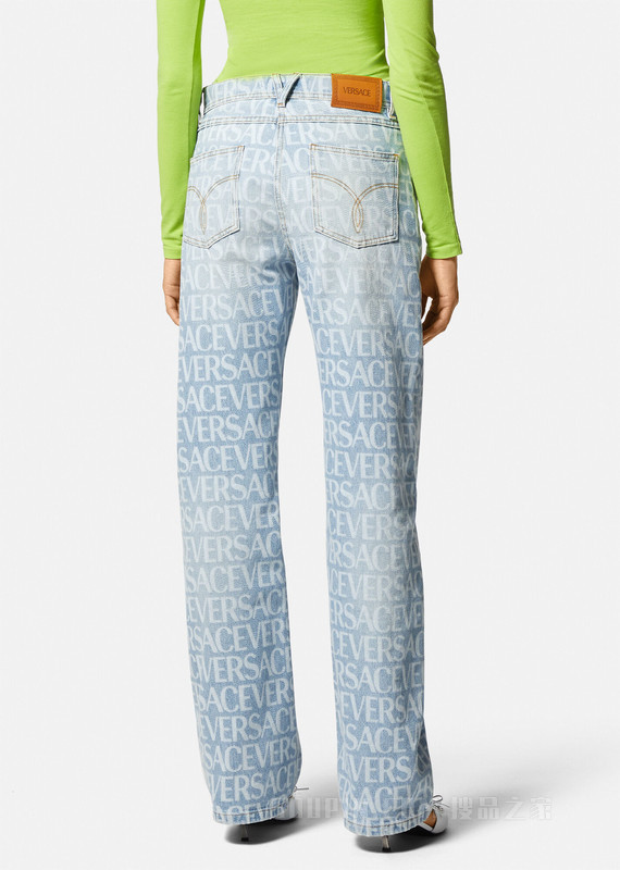 Versace Allover阔腿牛仔裤