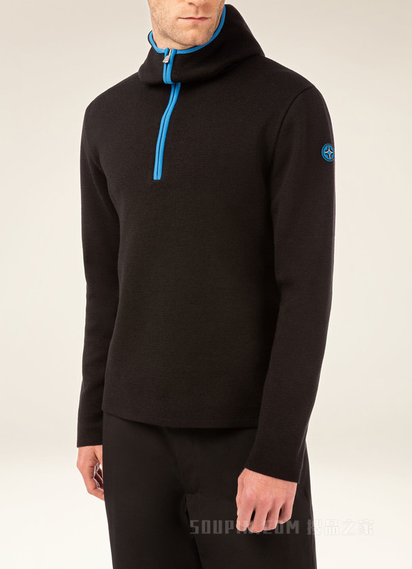 Thermo Padded Hoodie 黑色美利奴羊毛混纺外套