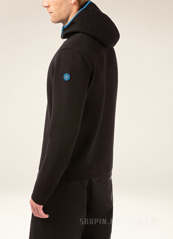 Thermo Padded Hoodie 黑色美利奴羊毛混纺外套