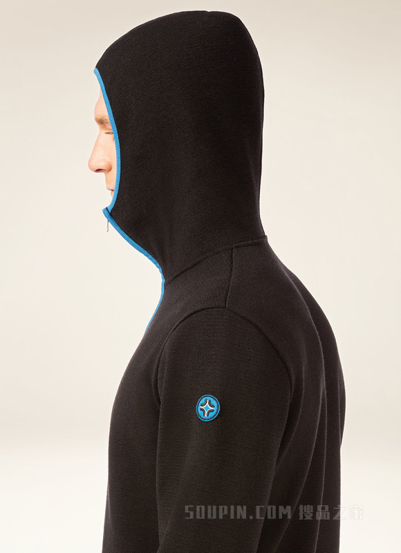 Thermo Padded Hoodie 黑色美利奴羊毛混纺外套
