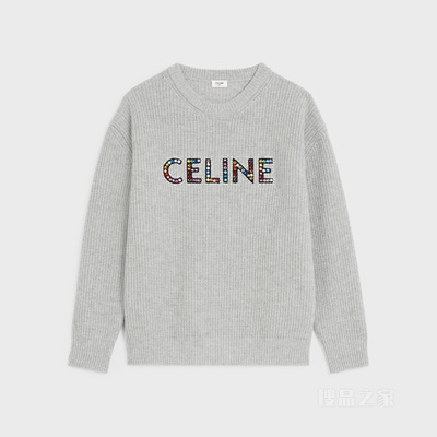 CELINE刺绣罗纹羊毛超大套头衫 24043