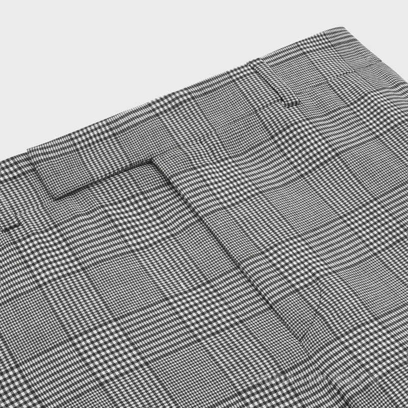 格纹羊毛喇叭裤 24921
