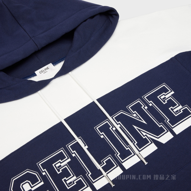 CELINE棉质植绒双色连帽衫 23993