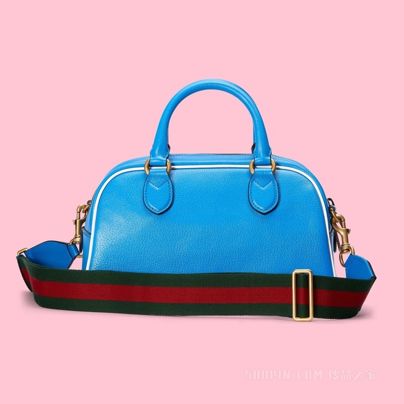 adidas x Gucci联名系列中号旅行包 亮蓝色皮革