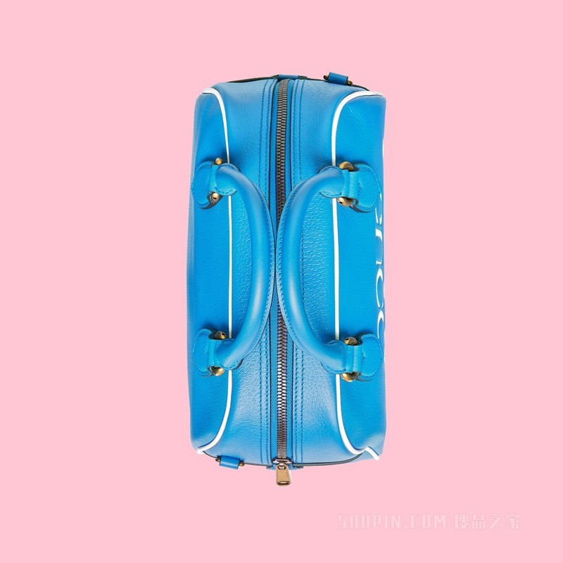 adidas x Gucci联名系列中号旅行包 亮蓝色皮革