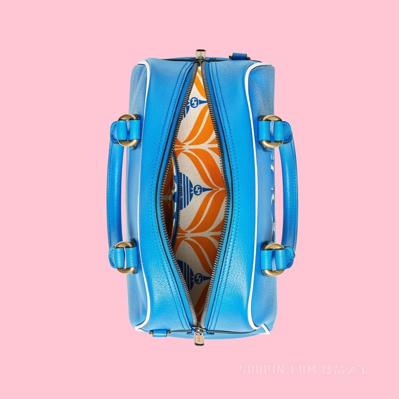 adidas x Gucci联名系列中号旅行包 亮蓝色皮革