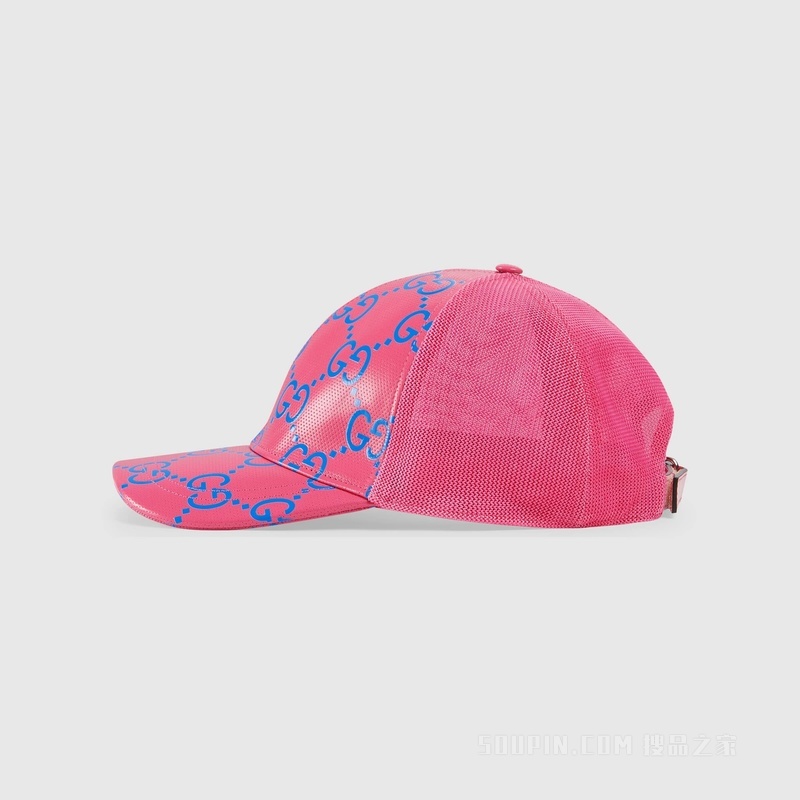GG皮革棒球帽 粉色和蓝色
