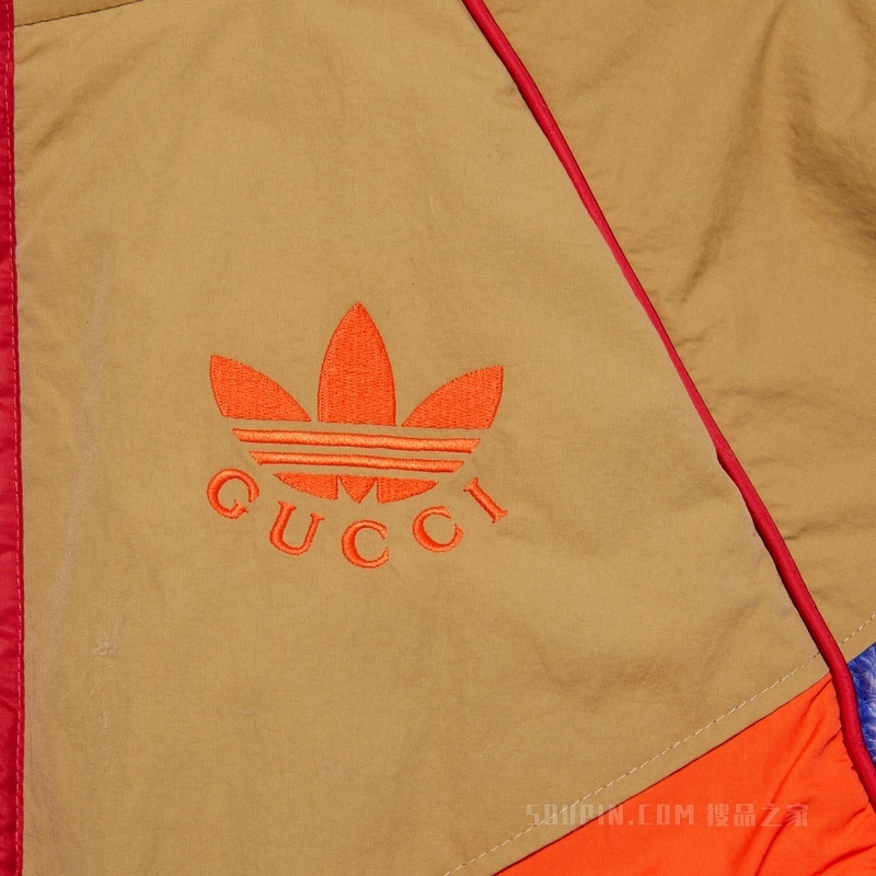 adidas x Gucci联名系列GG Trefoil飞行员夹克 蓝色和红色