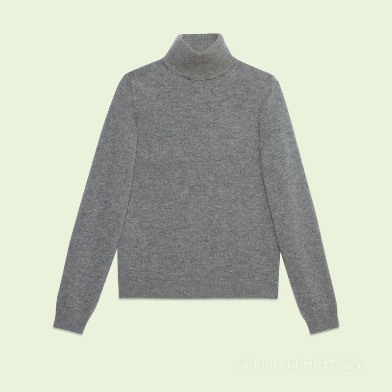 Gucci贴饰羊毛毛衣 灰色