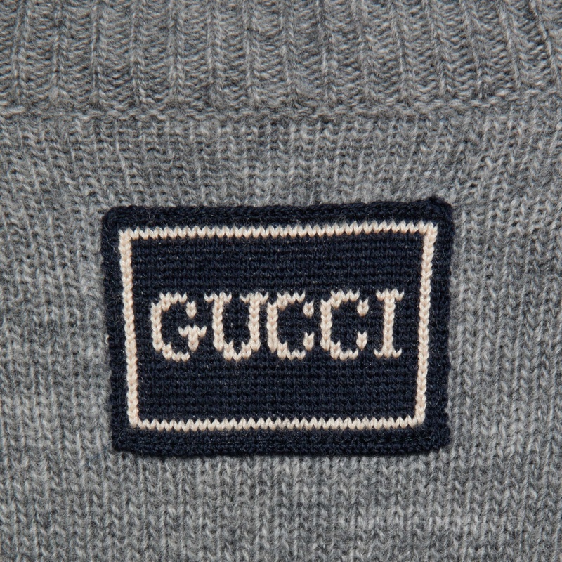 Gucci贴饰羊毛毛衣 灰色