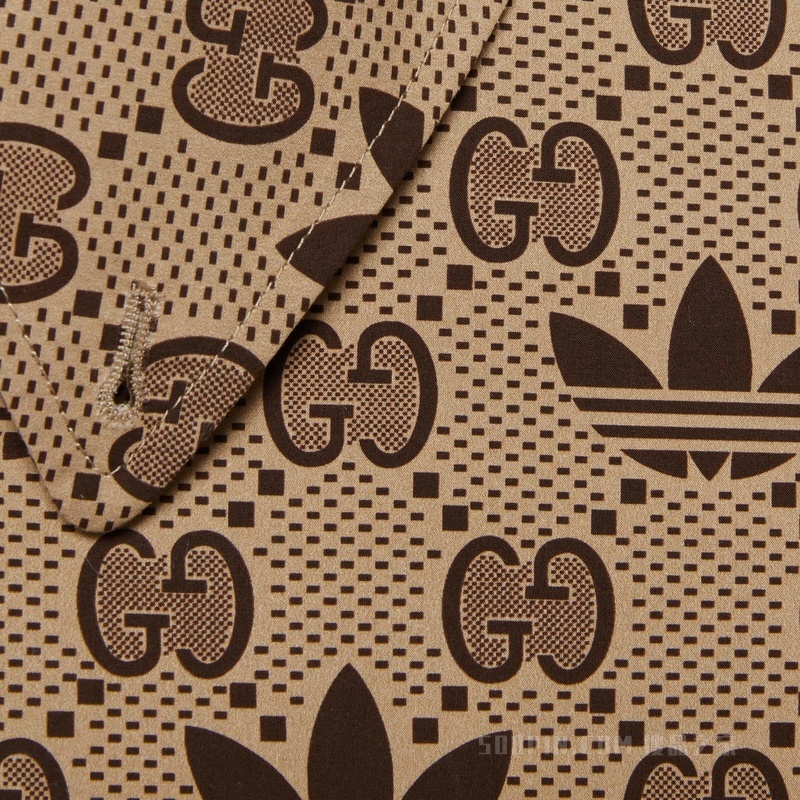 adidas x Gucci联名系列GG Trefoil棉质大衣 米色和乌木色