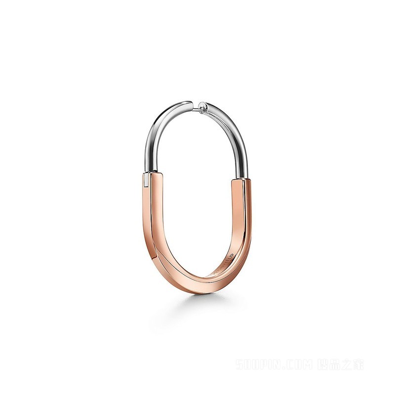 Tiffany Lock 系列 18K 玫瑰金和 18K 白金镶钻耳环，特大号