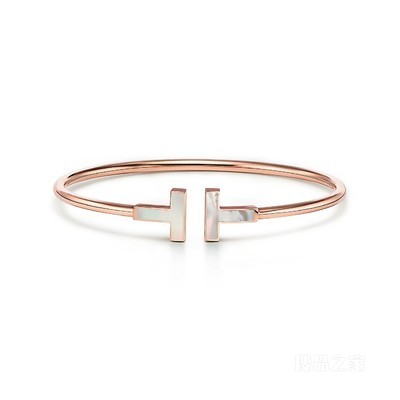 Tiffany T 系列 18K 玫瑰金镶嵌珍珠母贝线圈手镯