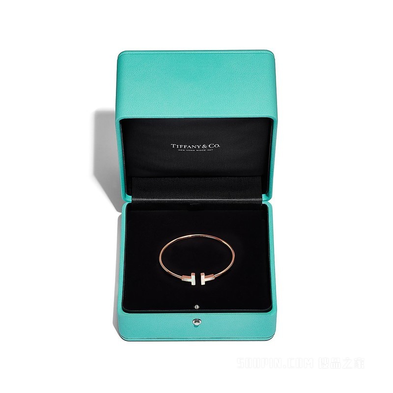 Tiffany T 系列 18K 玫瑰金镶嵌珍珠母贝线圈手镯