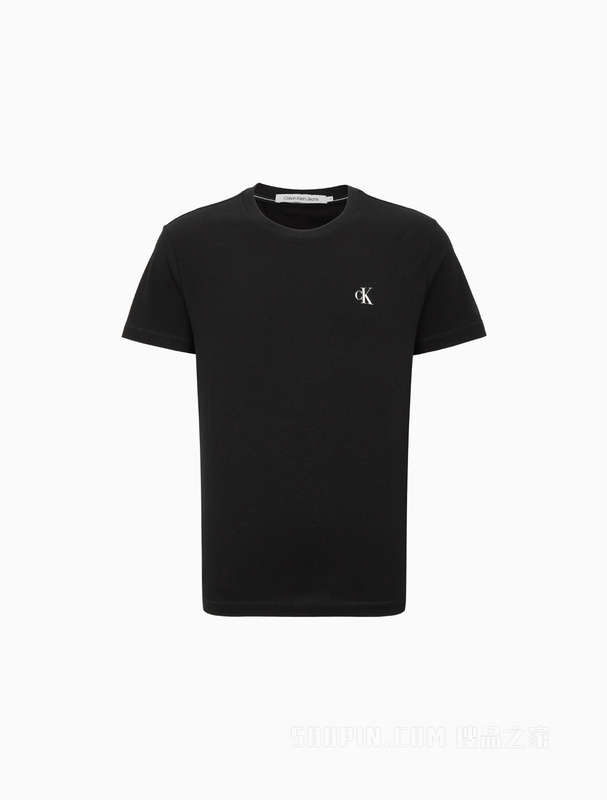 Calvin Klein 23春季新款男士简约撞色LOGO纯棉透气圆领短袖T恤J322254