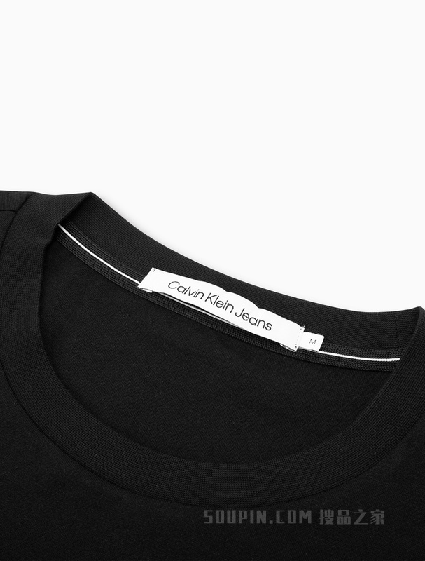 Calvin Klein 23春季新款男士简约撞色LOGO纯棉透气圆领短袖T恤J322254