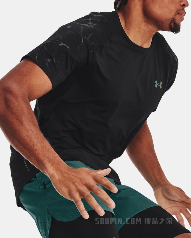 男士UA RUSH压纹短袖T恤