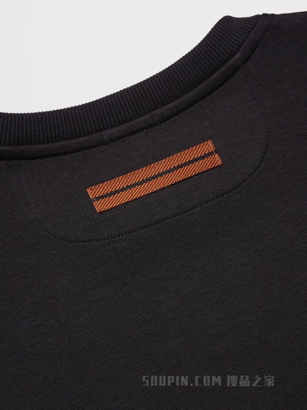 黑色棉质短袖运动衫