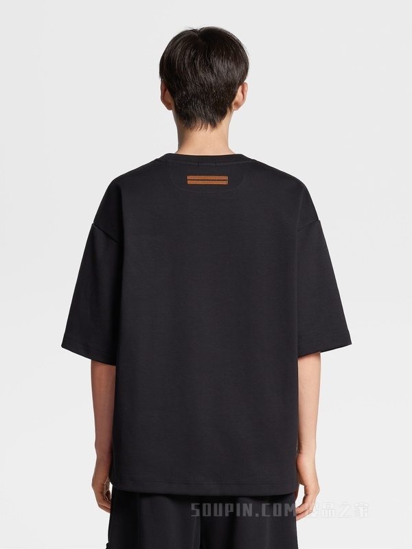 黑色棉质短袖运动衫