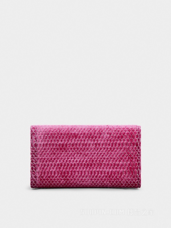 Flower Strass Illusion钻扣天鹅绒手拿包 粉色