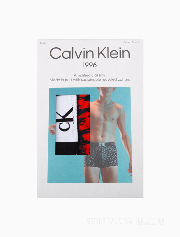 Calvin Klein 23春季新款男士经典循环LOGO棉质透气贴身平角内裤NB3403