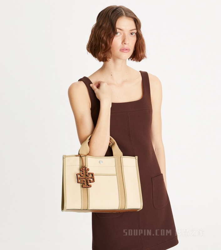 Tory 小号斜纹托特包 柔嫩粉