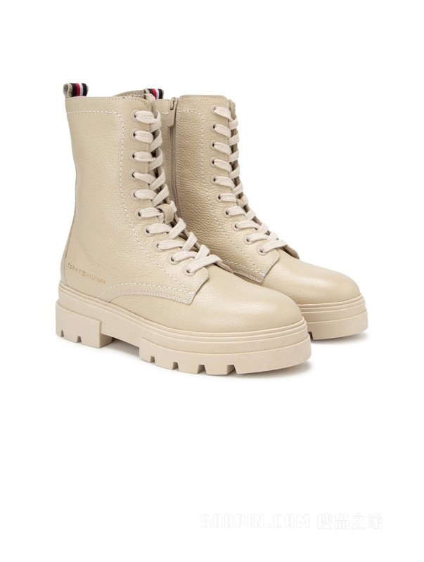 秋冬女装牛皮机车风拉链系带厚底增高马丁靴FW0FW06732