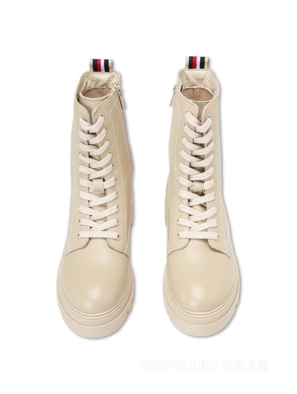 秋冬女装牛皮机车风拉链系带厚底增高马丁靴FW0FW06732