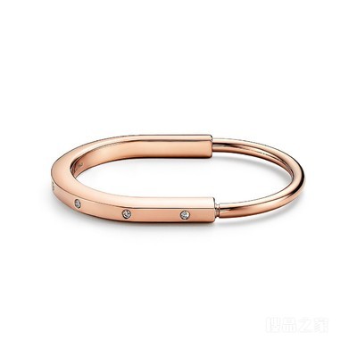 Tiffany Lock 系列 18K 玫瑰金镶嵌钻石手镯