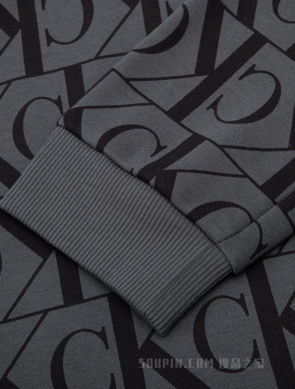 Calvin Klein 23春季新款男士时尚字母满印休闲连帽加绒卫衣40KC442