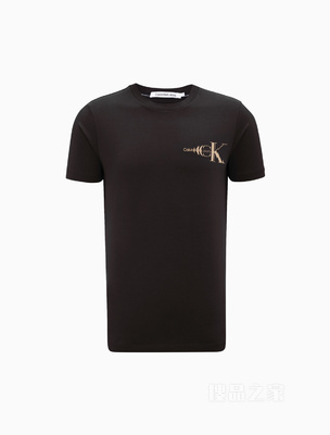 Calvin Klein 23春季新款男士时尚字母刺绣胶印透气修身短袖T恤J322702