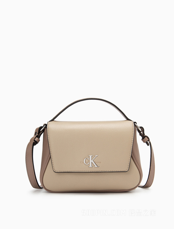 Calvin Klein 23春季新款时尚金属LOGO翻盖手提两用单肩斜挎包礼物DH3351