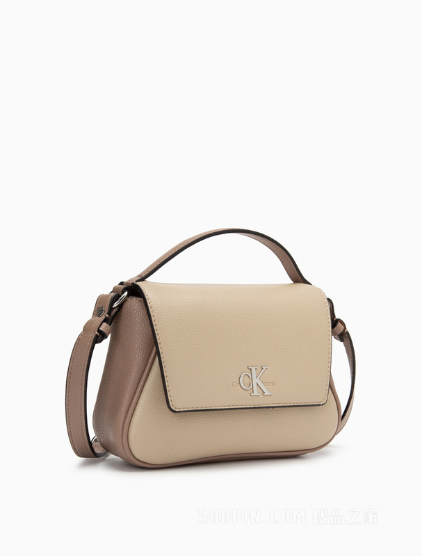 Calvin Klein 23春季新款时尚金属LOGO翻盖手提两用单肩斜挎包礼物DH3351