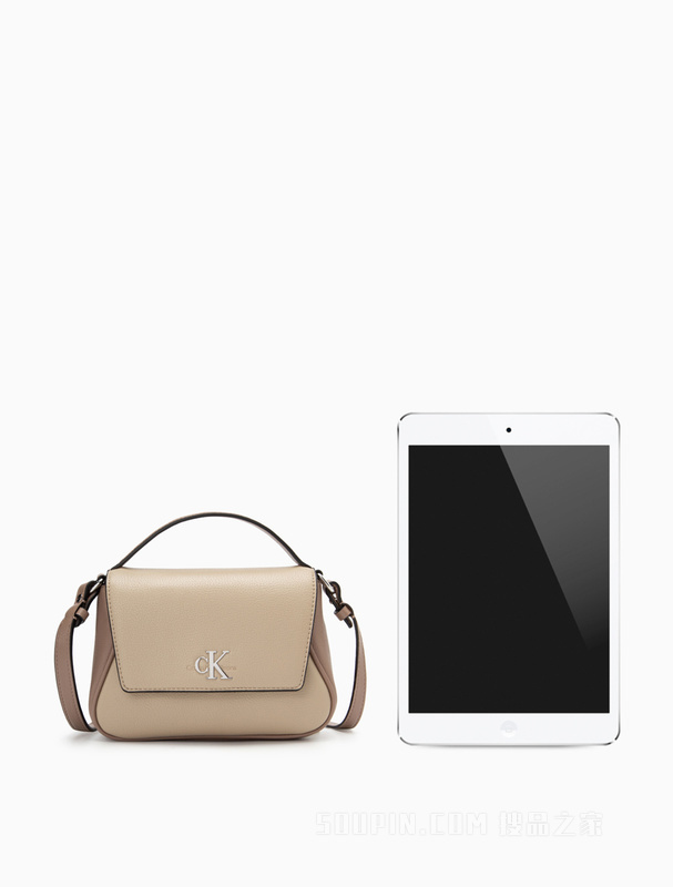 Calvin Klein 23春季新款时尚金属LOGO翻盖手提两用单肩斜挎包礼物DH3351